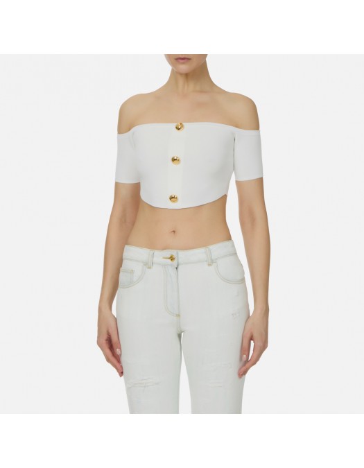 Top ELISABETTA FRANCHI,  knit fabric, Alb - TK86B62E2360