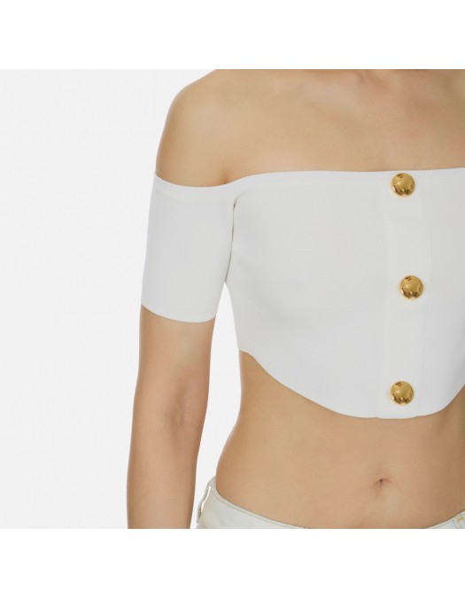 Top ELISABETTA FRANCHI,  knit fabric, Alb - TK86B62E2360