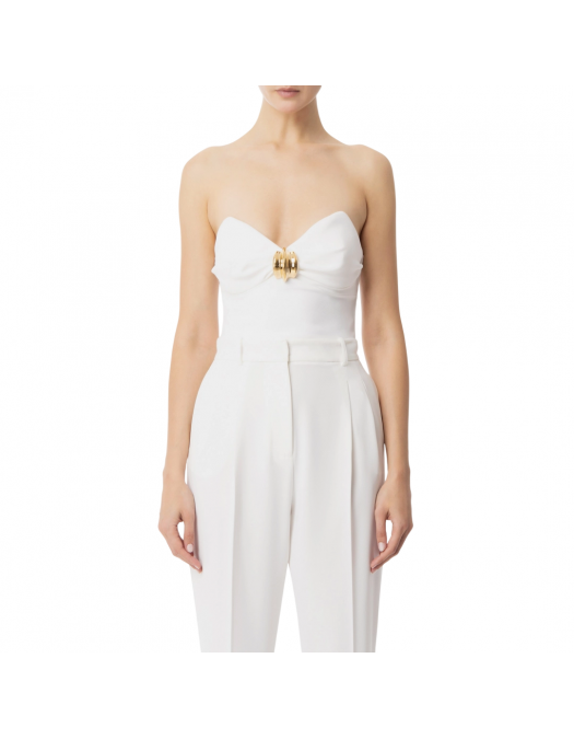 TOP ELISABETTA FRANCHI,Jjewelled Decoration, White - TO01851E2360 TOP ELISABETTA FRANCHI,Jjewelled Decoration, White - TO01851E2360