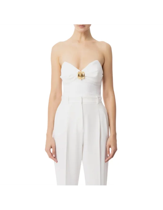 TOP ELISABETTA FRANCHI,Jjewelled Decoration, White - TO01851E2360 TOP ELISABETTA FRANCHI,Jjewelled Decoration, White - TO01851E2360