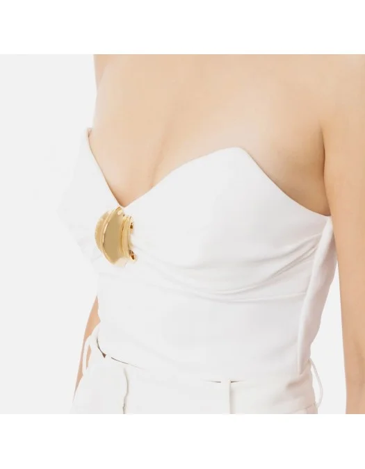 TOP ELISABETTA FRANCHI,Jjewelled Decoration, White - TO01851E2360 TOP ELISABETTA FRANCHI,Jjewelled Decoration, White - TO01851E2360