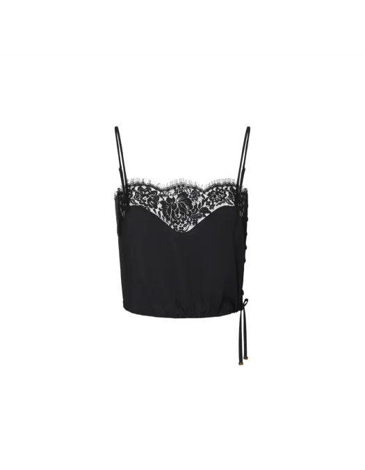 TOP ELISABETTA FRANCHI, Lace Details, Black - TO02753E3110 TOP ELISABETTA FRANCHI, Lace Details, Black - TO02753E3110