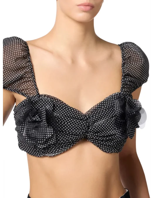 TRICOU ELISABETTA FRANCHI, Polka Dot Print, Top, Black - TO03652E2685 TRICOU ELISABETTA FRANCHI, Polka Dot Print, Top, Black - TO03652E2685