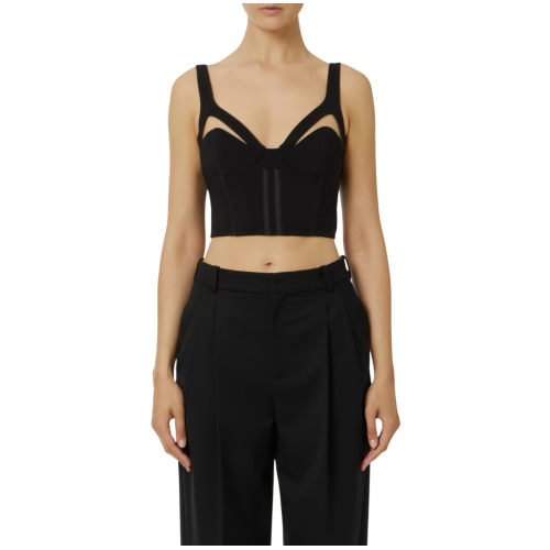 TOP ELISABETTA FRANCHI, Tule Details, Modern, Black