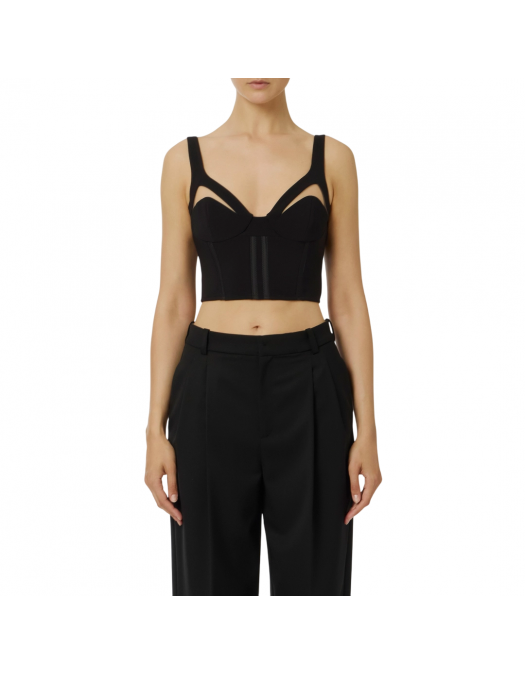 TOP ELISABETTA FRANCHI, Tule Details, Modern, Black - TO03856E2110 TOP ELISABETTA FRANCHI, Tule Details, Modern, Black - TO03856E2110
