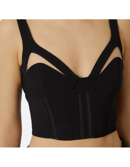 TOP ELISABETTA FRANCHI, Tule Details, Modern, Black - TO03856E2110 TOP ELISABETTA FRANCHI, Tule Details, Modern, Black - TO03856E2110