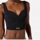 TOP ELISABETTA FRANCHI, Slim, Logo Insert, Simple, Black - TO03956E2110 TOP ELISABETTA FRANCHI, Slim, Logo Insert, Simple, Black - TO03956E2110