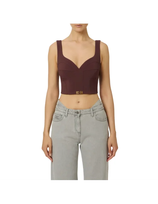 TOP ELISABETTA FRANCHI, Slim, Logo Insert, Burgundy, Red - TO03956E2EA7 TOP ELISABETTA FRANCHI, Slim, Logo Insert, Burgundy, Red - TO03956E2EA7