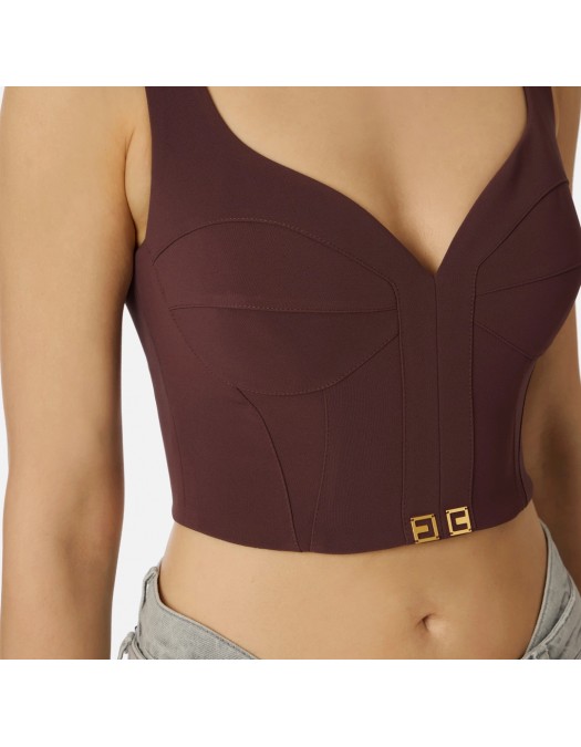 TOP ELISABETTA FRANCHI, Slim, Logo Insert, Burgundy, Red - TO03956E2EA7 TOP ELISABETTA FRANCHI, Slim, Logo Insert, Burgundy, Red - TO03956E2EA7