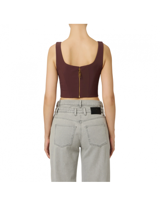 TOP ELISABETTA FRANCHI, Slim, Logo Insert, Burgundy, Red - TO03956E2EA7 TOP ELISABETTA FRANCHI, Slim, Logo Insert, Burgundy, Red - TO03956E2EA7