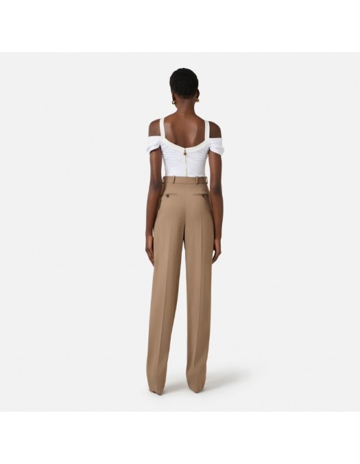 Top ELISABETTA FRANCHI, Stretch cotton top with necklace - TO04861E2100