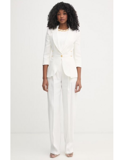 Top ELISABETTA FRANCHI, Linen-blend top with jewel chain, Alb - TO06062E2360