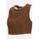 Top ELISABETTA FRANCHI, Linen-blend top with jewel chain, Maro - TO06062E2600