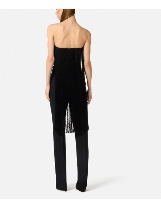 Top ELISABETTA FRANCHI, Tulle bustier top with fringes - TO06563E2110