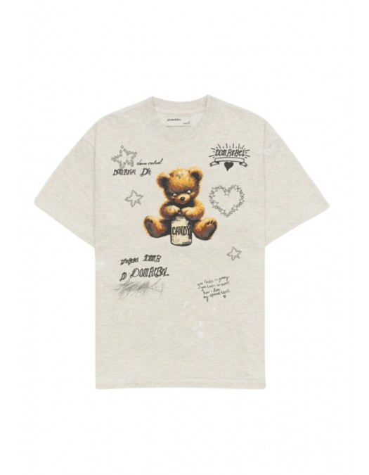 Tricou DOMREBEL, Treats Faded T-shirt in Cotton, GREIGE - TREATSTSHIRTGREIGE