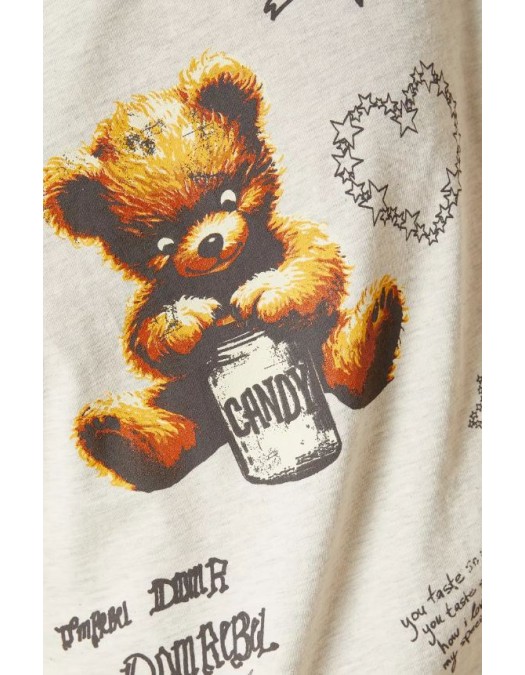 Tricou DOMREBEL, Treats Faded T-shirt in Cotton, GREIGE - TREATSTSHIRTGREIGE