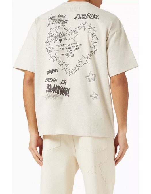 Tricou DOMREBEL, Treats Faded T-shirt in Cotton, GREIGE - TREATSTSHIRTGREIGE