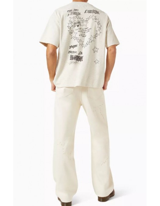 Tricou DOMREBEL, Treats Faded T-shirt in Cotton, GREIGE - TREATSTSHIRTGREIGE