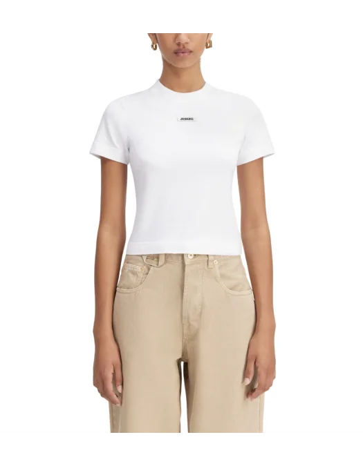 TRICOU JACQUEMUS, The Gros Grain, Logo, Short, White - TSW00133AJ00124100 TRICOU JACQUEMUS, The Gros Grain, Logo, Short, White - TSW00133AJ00124100
