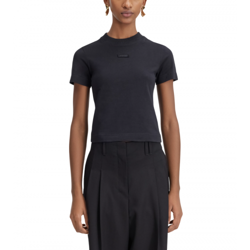 TRICOU JACQUEMUS, The Gros Grain, Logo, Short, Black TRICOU JACQUEMUS, The Gros Grain, Logo, Short, Black