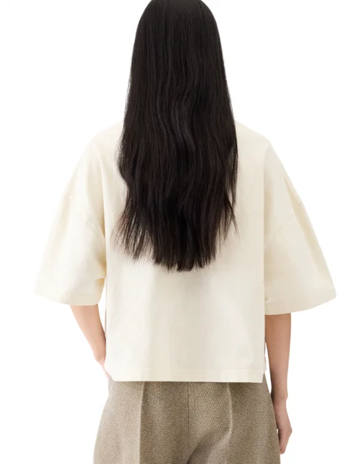 TRICOU JACQUEMUS, The Corto, Boxy Embroidered, Beige - TSW00216AJ000451KZ