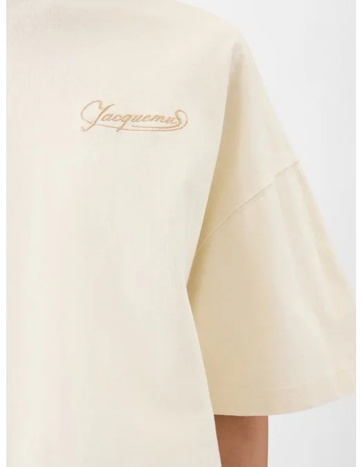 TRICOU JACQUEMUS, The Corto, Boxy Embroidered, Beige - TSW00216AJ000451KZ