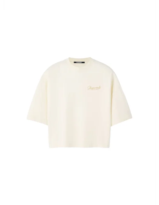 TRICOU JACQUEMUS, The Corto, Boxy Embroidered, Beige - TSW00216AJ000451KZ