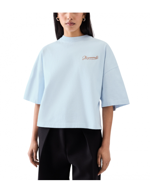 TRICOU JACQUEMUS, The Corto, Boxy Embroidered, Blue - TSW00216AJ000453GI TRICOU JACQUEMUS, The Corto, Boxy Embroidered, Blue - TSW00216AJ000453GI
