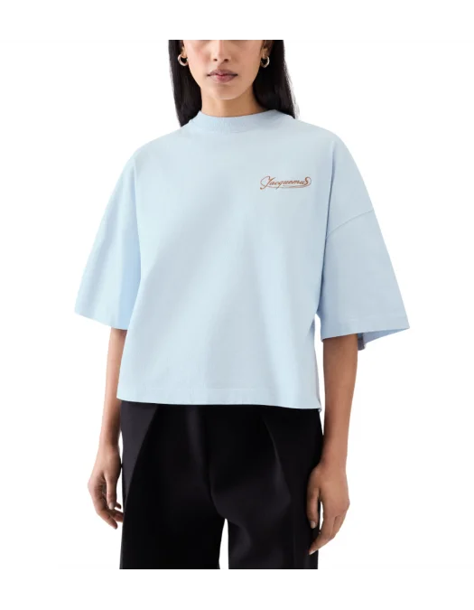 TRICOU JACQUEMUS, The Corto, Boxy Embroidered, Blue - TSW00216AJ000453GI