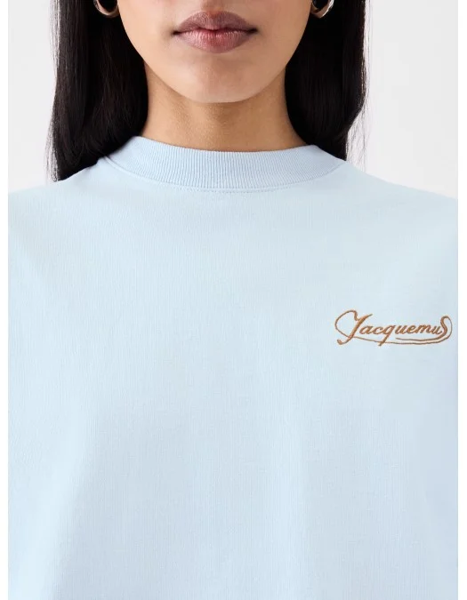 TRICOU JACQUEMUS, The Corto, Boxy Embroidered, Blue - TSW00216AJ000453GI