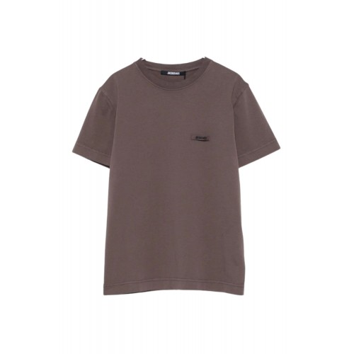 Tricou JACQUEMUS, Gros Grain MC cropped short-sleeve, Maro