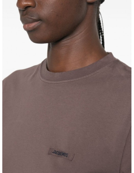 Tricou JACQUEMUS, Gros Grain MC cropped short-sleeve, Maro - TSW00550AJ00029850