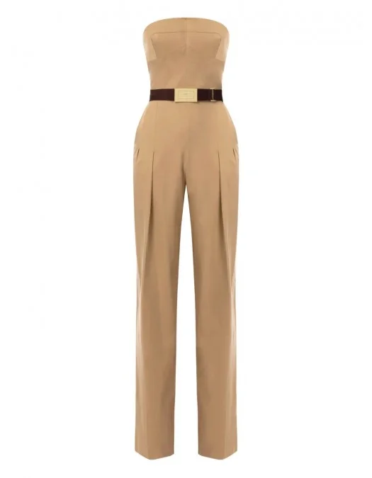 SALOPETA ELISABETTA FRANCHI, Belted Jumpsuit, Beige - TU05152E2032 SALOPETA ELISABETTA FRANCHI, Belted Jumpsuit, Beige - TU05152E2032