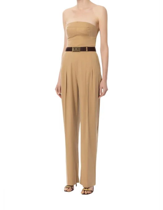 SALOPETA ELISABETTA FRANCHI, Belted Jumpsuit, Beige - TU05152E2032 SALOPETA ELISABETTA FRANCHI, Belted Jumpsuit, Beige - TU05152E2032