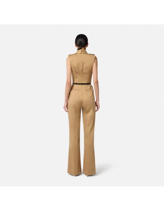 SALOPETA  ELISABETTA FRANCHI, Regular Fit, Satin, Elegant, Beige - TU05356E2EA2