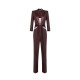 Salopeta ELISABETTA FRANCHI, lightweight crêpe fabric with two-colour cut-outs, Merlot - TU05761E2AO5