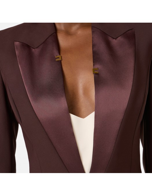 Salopeta ELISABETTA FRANCHI, lightweight crêpe fabric with two-colour cut-outs, Merlot - TU05761E2AO5