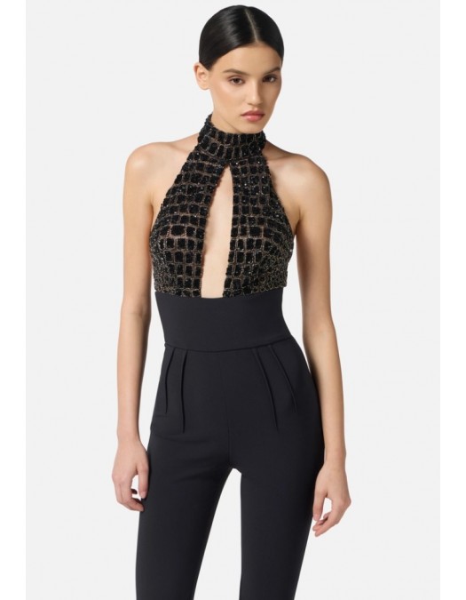 SALOPETA ELISABETTA FRANCHI, Fara maneci, Crocodil insert, Negru - TU06257E2110