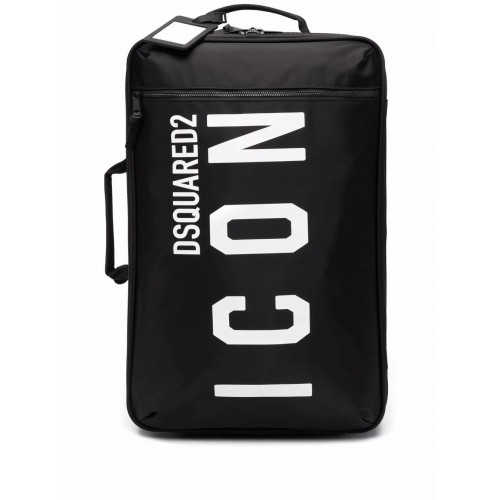 Troler DSQUARED2, Icon Logo Suitcase, Black Troler DSQUARED2, Icon Logo Suitcase, Black