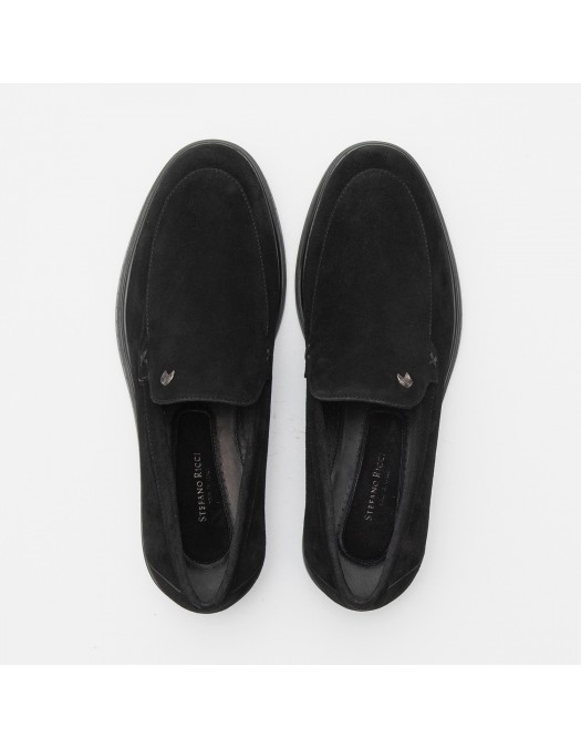 Loafers  STEFANO RICCI, Suede Black Slip-On, Black - UC62G2328SDPN999