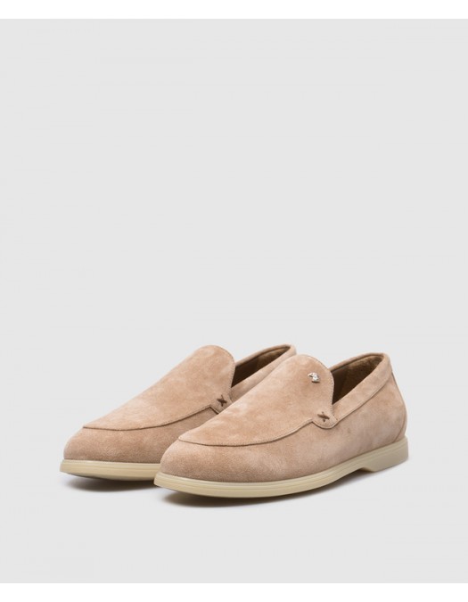 Loafers STEFANO RICCI, Suede, Logo Patch, Beige - UC64G2287SDPM024