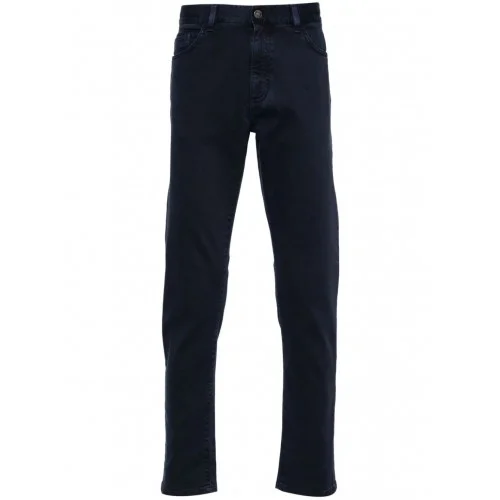 Jeans Zegna, Logo Patch, Bleumarin Jeans Zegna, Logo Patch, Bleumarin