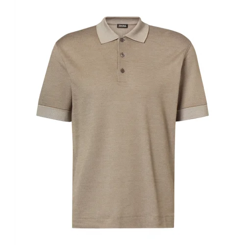 Tricou Zegna, Little Logo, Simple, Silk, Beige