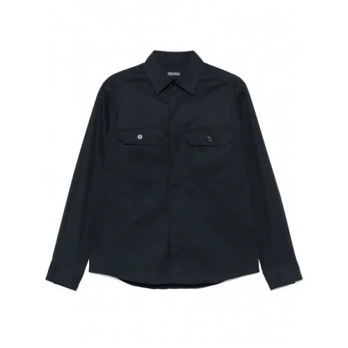 Camasa Zegna, Gabardine Weave, Navy Blue