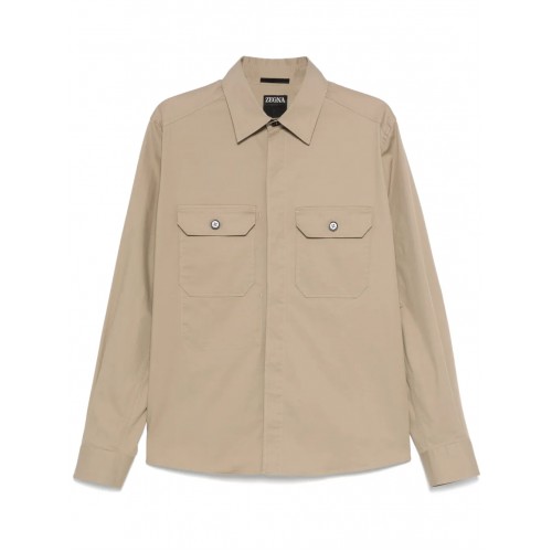 Camasa Zegna, Stretch Cotton, Dark Beige Camasa Zegna, Stretch Cotton, Dark Beige