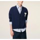 Cardigan AMI PARIS, Blue Wool Ami De Coeur Cardigan - UHA666AW0041A036