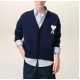 Cardigan AMI PARIS, Blue Wool Ami De Coeur Cardigan - UHA666AW0041A036