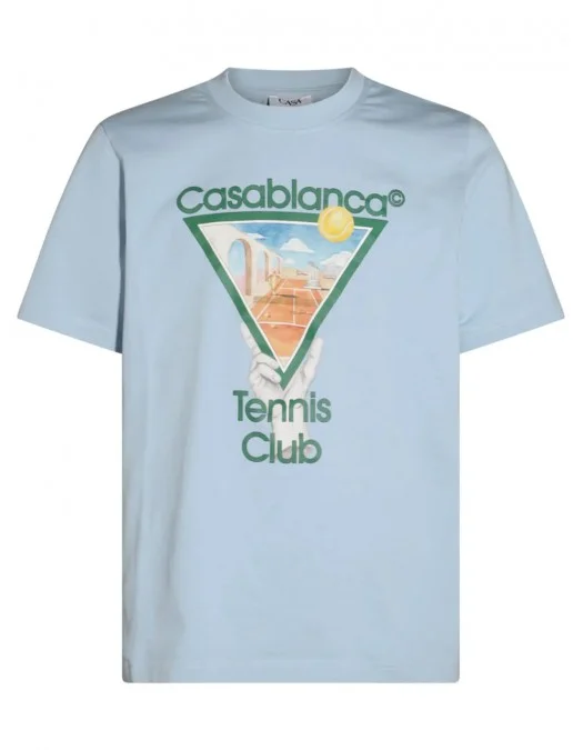 Tricou Casablanca, Tennis Club Print, Sky Blue - UMPS25JTS00109 Tricou Casablanca, Tennis Club Print, Sky Blue - UMPS25JTS00109