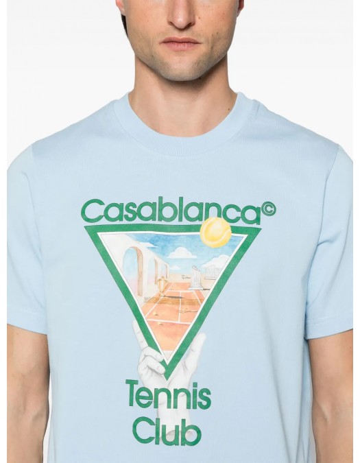 Tricou Casablanca, Tennis Club Print, Sky Blue - UMPS25JTS00109