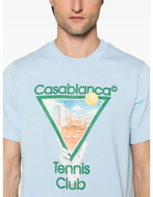 Tricou Casablanca, Tennis Club Print, Sky Blue - UMPS25JTS00109 Tricou Casablanca, Tennis Club Print, Sky Blue - UMPS25JTS00109